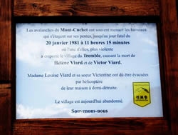 plaque avalanche 1981 Saint Etienne de Cuines